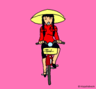 Dibujo China en bicicleta pintado por pili
