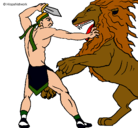 Dibujo Gladiador contra león pintado por CACHITA