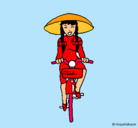 Dibujo China en bicicleta pintado por lulu