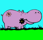 Dibujo Hipopótamo con flores pintado por callasofia