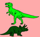 Dibujo Triceratops y tiranosaurios rex pintado por agustina
