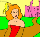 Dibujo Princesa y castillo pintado por vanessa