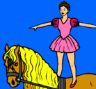 Dibujo Trapecista encima de caballo pintado por Claudia