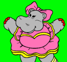 Dibujo Hipopótama con lazo pintado por ada