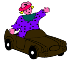 Dibujo Muñeca en coche descapotable pintado por cesar