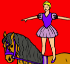 Dibujo Trapecista encima de caballo pintado por circo1