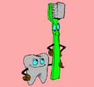 Dibujo Muela y cepillo de dientes pintado por Siskovich