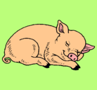 Dibujo Cerdo durmiendo pintado por lorena