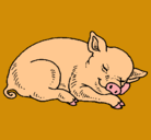 Dibujo Cerdo durmiendo pintado por deyaneira