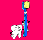 Dibujo Muela y cepillo de dientes pintado por jeredmanuel