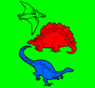 Dibujo Tres clases de dinosaurios pintado por josue