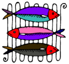 Dibujo Pescado a la brasa pintado por antonia