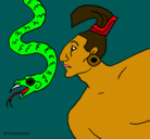 Dibujo Serpiente y guerrero pintado por CARMEN