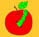 Dibujo Manzana con gusano pintado por TAMARA