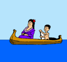 Dibujo Madre e hijo en canoa pintado por monica123