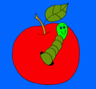 Dibujo Manzana con gusano pintado por nazareth