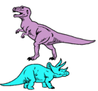 Dibujo Triceratops y tiranosaurios rex pintado por matias