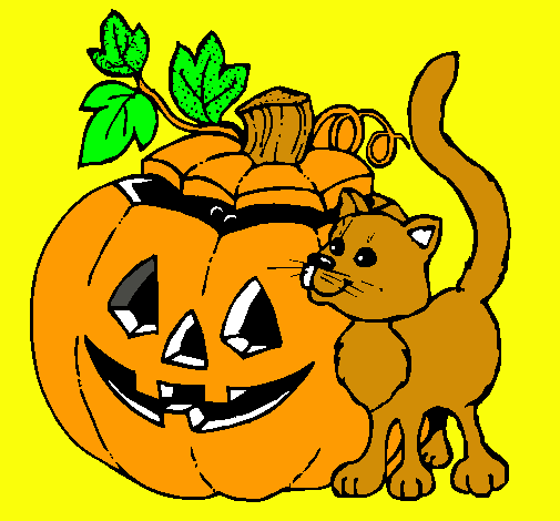 Calabaza y gato