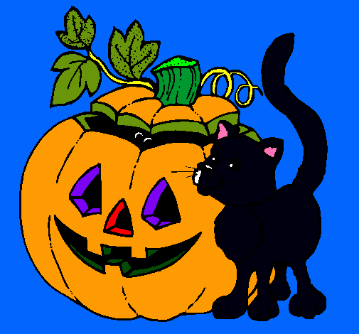 Calabaza y gato