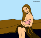 Dibujo Madre con su bebe pintado por yolanda
