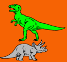 Dibujo Triceratops y tiranosaurios rex pintado por josie.h