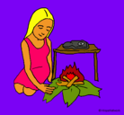 Dibujo Mujer cocinando pintado por naiaraalu