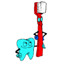 Dibujo Muela y cepillo de dientes pintado por ivan