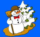 Dibujo Muñeco de nieve y árbol navideño pintado por carlosgallardo