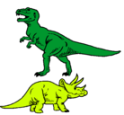 Dibujo Triceratops y tiranosaurios rex pintado por joel