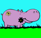 Dibujo Hipopótamo con flores pintado por ALBA