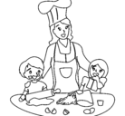 Dibujo Mama cocinera pintado por cocina