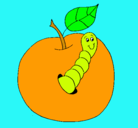 Dibujo Manzana con gusano pintado por SHAKIRA