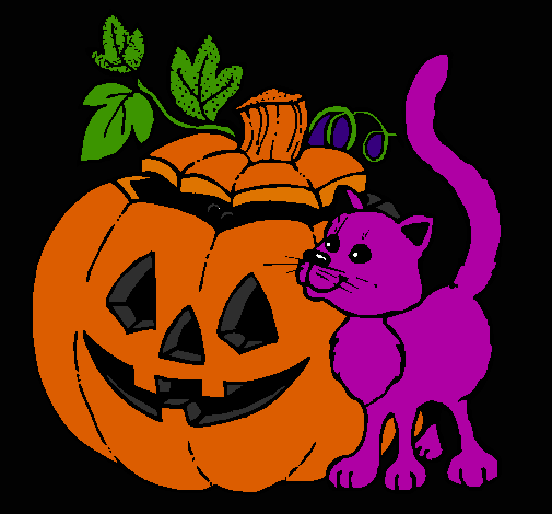 Calabaza y gato