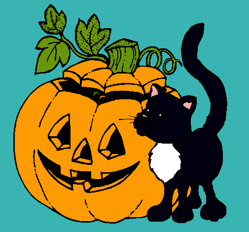 Calabaza y gato