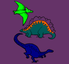Dibujo Tres clases de dinosaurios pintado por osvar