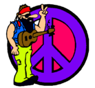 Dibujo Músico hippy pintado por montse