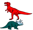 Dibujo Triceratops y tiranosaurios rex pintado por Chichi