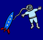 Dibujo Cohete y astronauta pintado por valeria