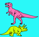 Dibujo Triceratops y tiranosaurios rex pintado por ximena