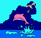 Dibujo Delfín y gaviota pintado por luisa