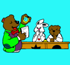 Dibujo Profesor oso y sus alumnos pintado por flkgotkithj9y6u8j58hy67u7