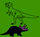 Dibujo Triceratops y tiranosaurios rex pintado por jeshua22