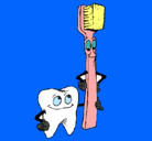 Dibujo Muela y cepillo de dientes pintado por les99les