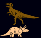 Dibujo Triceratops y tiranosaurios rex pintado por angel
