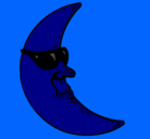 Dibujo Luna con gafas de sol pintado por mikeljuan