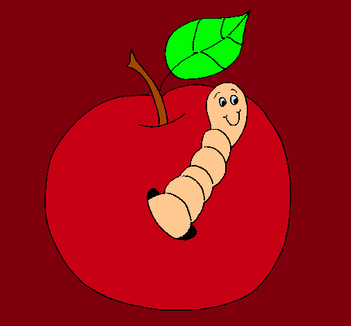 Manzana con gusano