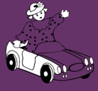 Dibujo Muñeca en coche descapotable pintado por Domenick