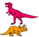 Dibujo Triceratops y tiranosaurios rex pintado por wence