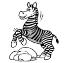 Dibujo Cebra saltando piedras pintado por zebra
