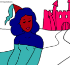 Dibujo Princesa y castillo pintado por leo